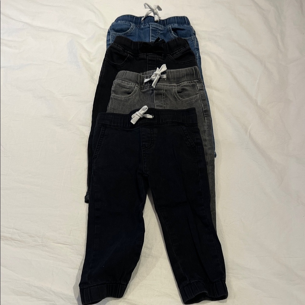 4 pack Little Bipsy Kids Jean Set - Black, Gray, Blue and one Black Jean Jogger